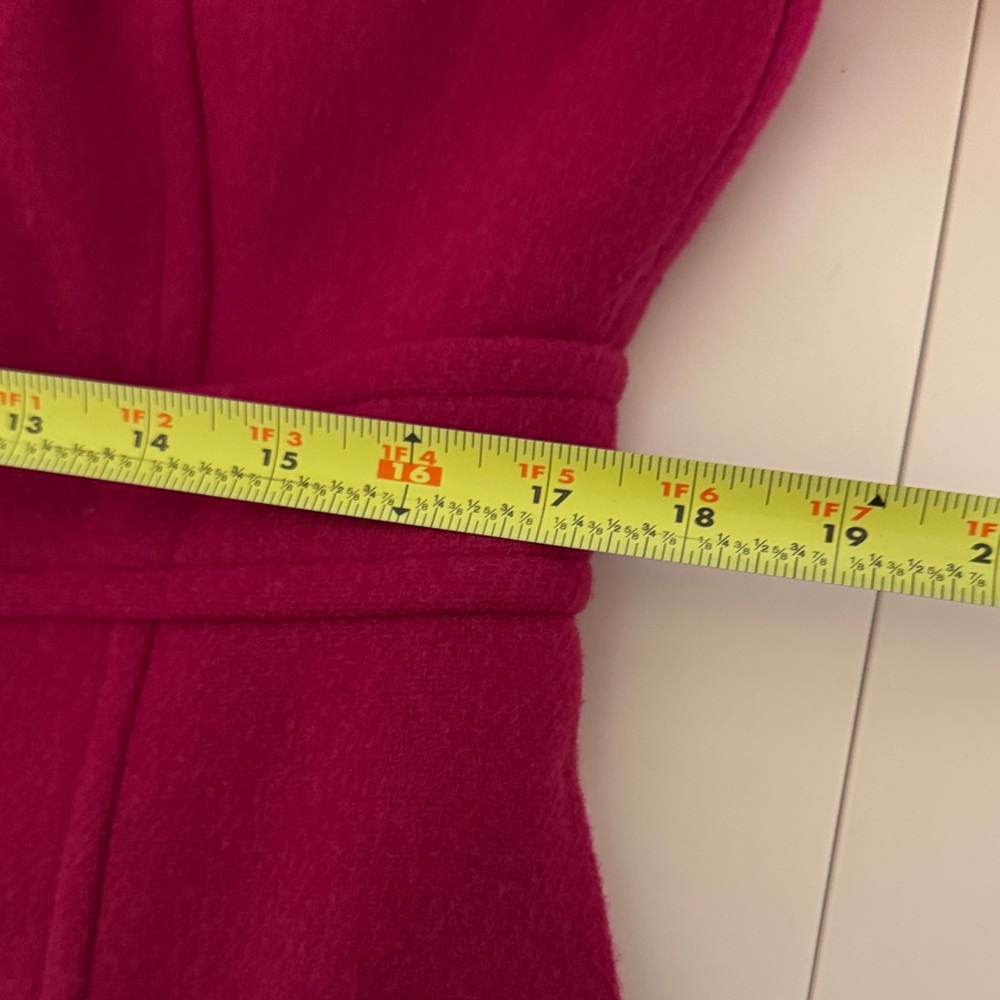 J. Crew Hot Pink Wool Blend Trench Coat with Gold Buttons - Picture 11 of 12